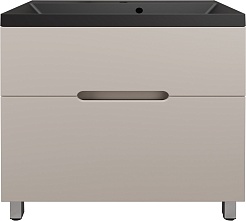 Style Line Тумба с кварцевой раковиной антрацит Матис 80 крем – фотография-1